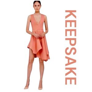 KEEPSAKE Begin Again Asymmetrical Hem Sleeveless Dress, Statement Piece, Size S.